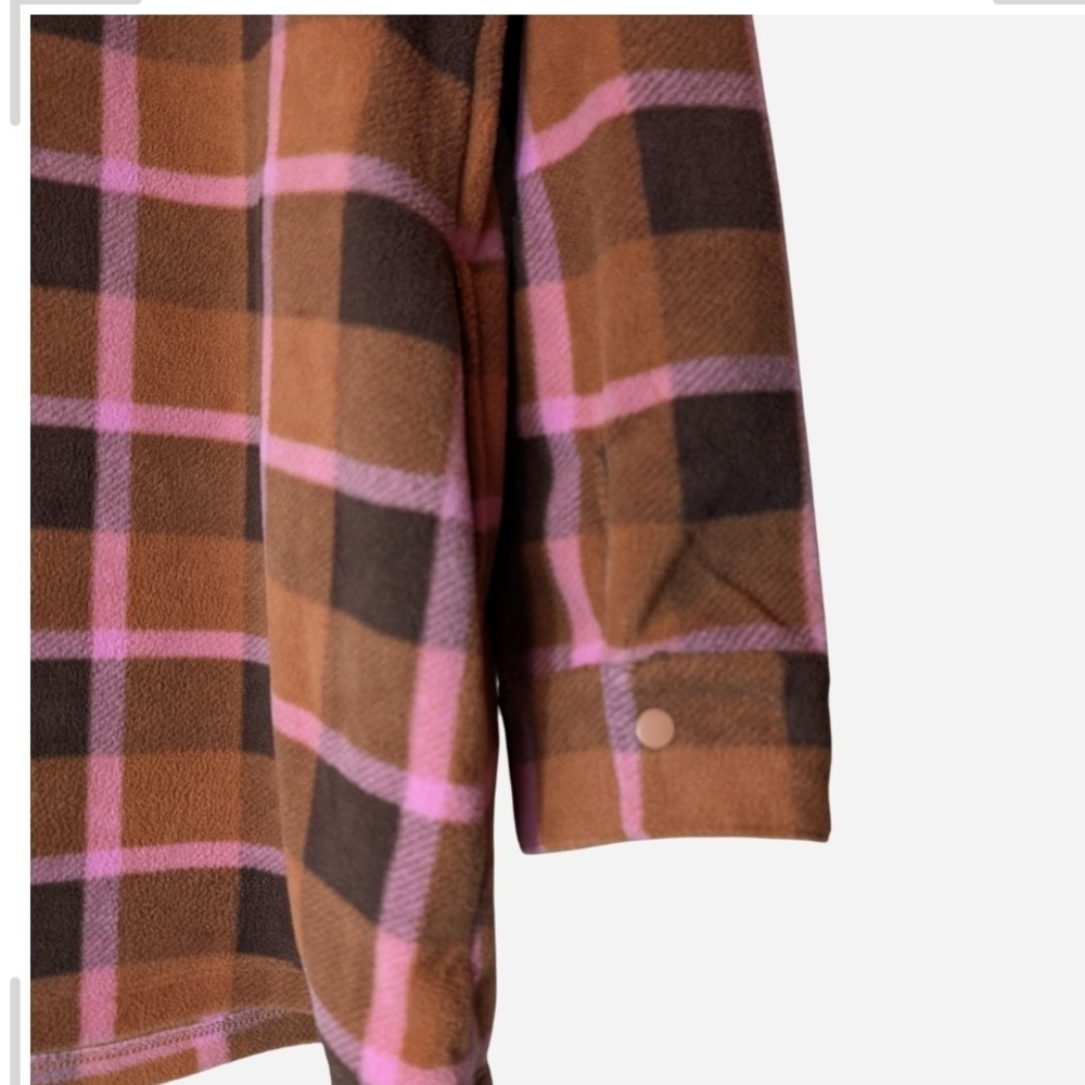 Pre-owned Women's Plaid Utility Jacket in Brown and Pink - Picture 7 of 8